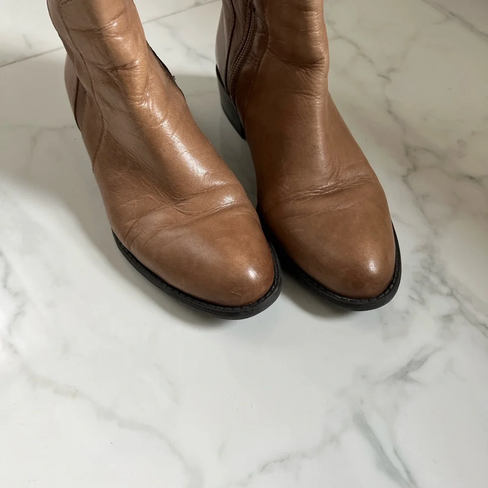 Franco Sarto Tan Brown Two-tone High Knee Boots